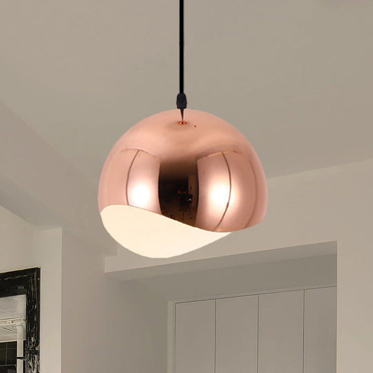 Modern Black/Chrome Kitchen Pendant Light Fixture With Waveforms Dome Metal Shade Hanging Lamp 8/12