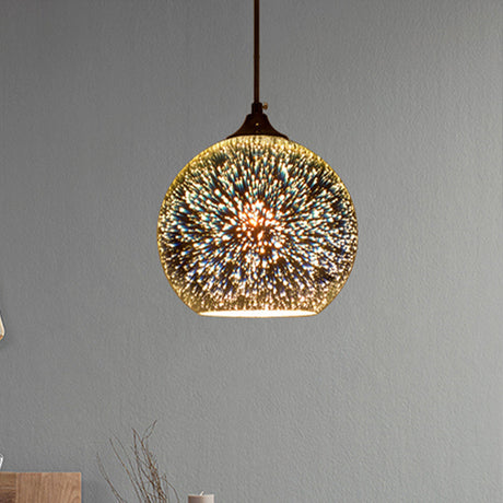 Contemporary 3-D Glass Pendant Lamp - Chrome/Gold 1 Light Multiple Width Options