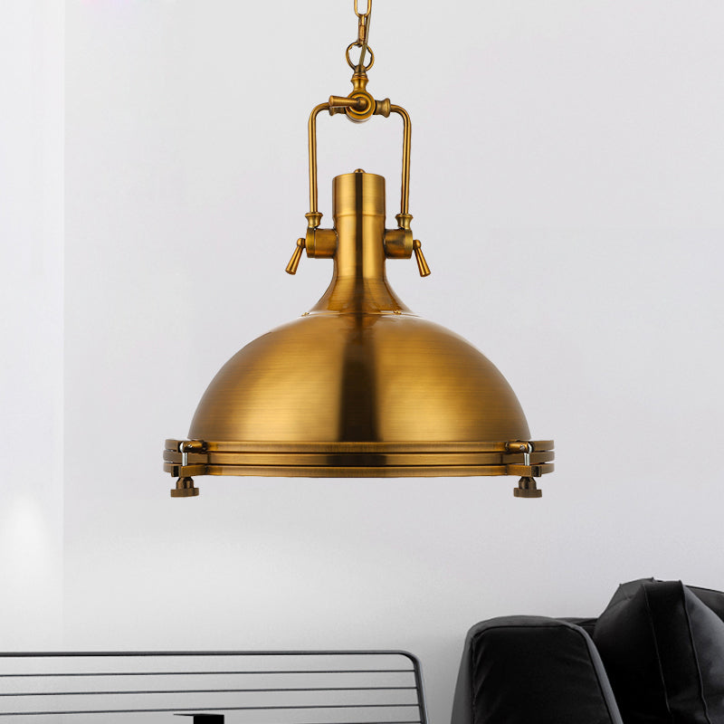 Industrial Metal Pendant Lighting With Antique Brass/Copper Finish And Frosted Diffuser