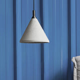 Gray Cement Industrial Cone Hanging Lamp - Height Adjustable Pendant Lighting For Living Room