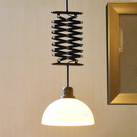 Industrial Style 1 Bulb Metal Dome Ceiling Light - Extendable Pendant For Balcony Black/White