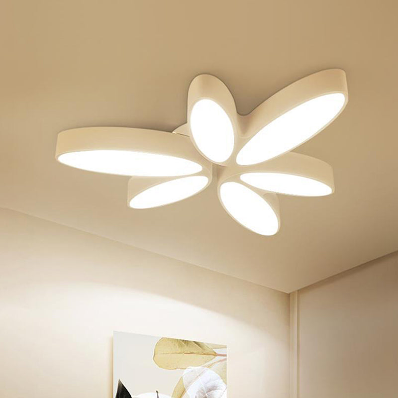 Contemporary Floral Flush Mount Acrylic 6 Light Fixture - 27/33.5 In Warm/White For Hallway