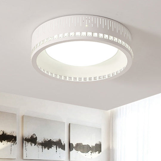Modern White Round Flush Mount Ceiling Light For Bedroom