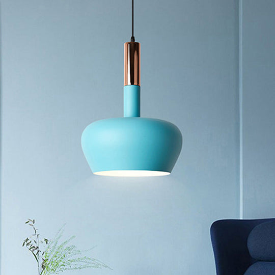 Modern Metal Hanging Pendant Light - Wine Glass Inspired Design With 1 And Blue/Pink/Yellow
