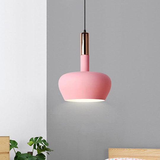 Modern Metal Hanging Pendant Light - Wine Glass Inspired Design With 1 And Blue/Pink/Yellow