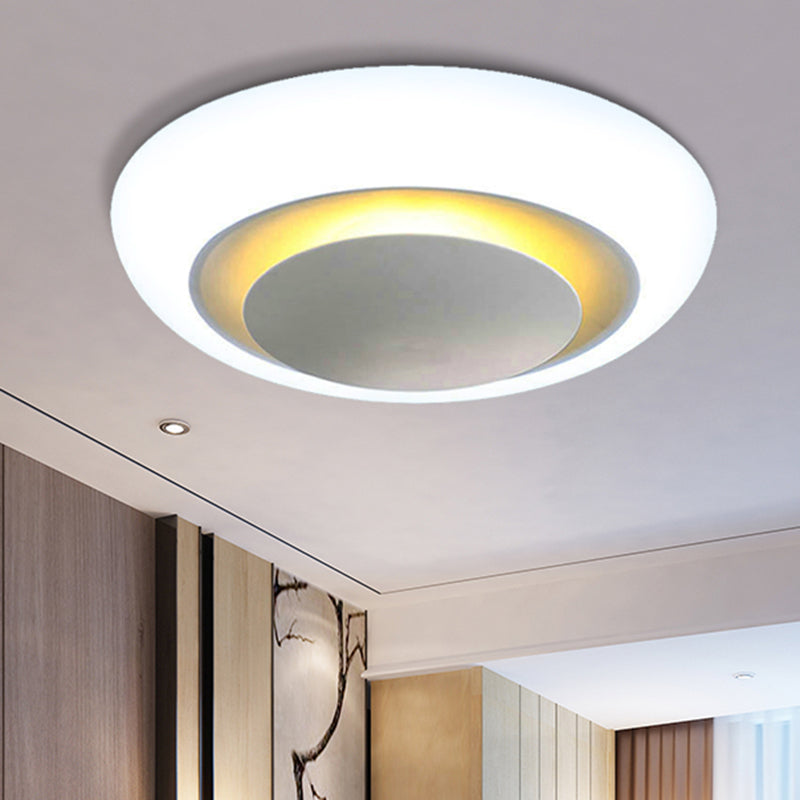 Unique Round Modern Ceiling Light - 16.5’/20.5’/24.5’ Warm/White Flush Mount Fixture (White)