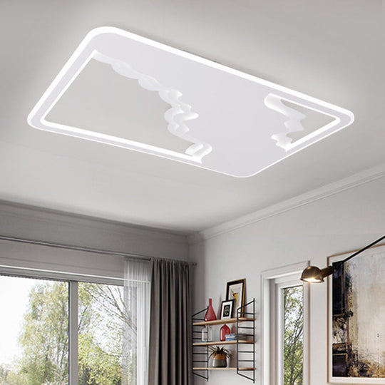 Modern Led White Flush Mount Ceiling Light Ultra Thin Design 19’/35.5’ Wide