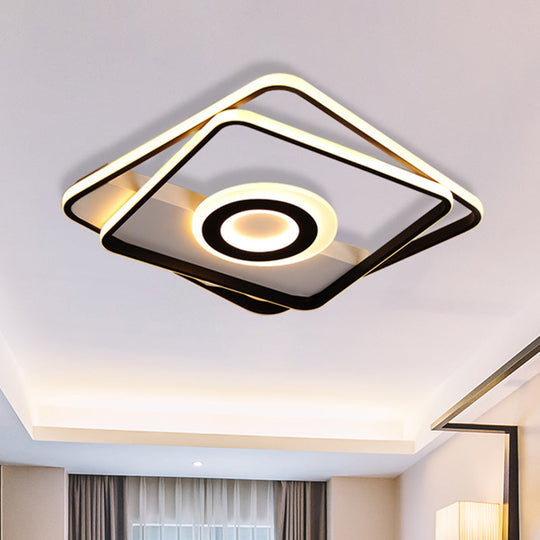 Minimalist Led Square Ceiling Flush Light - 16’/19.5’/23.5’/35.5’ Wide Warm/White