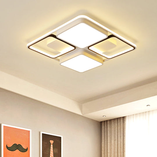 Contemporary Led Flush Mount Ceiling Light In Black/White 19.5/45 Wide White / 19.5
