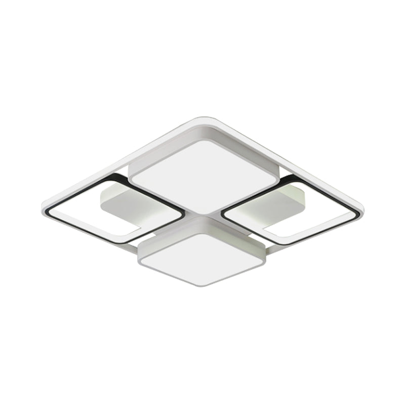Contemporary Led Flush Mount Ceiling Light In Black/White 19.5/45 Wide