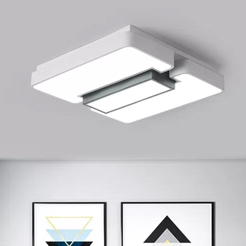 Modern White Flush Mount Led Ceiling Lamp For Warm/White Lighting In Living Room
