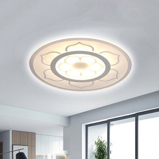 Modern Acrylic Lotus Flush Mount Lamp - Led Ceiling Light (8/16.5/20.5) In Warm Or White