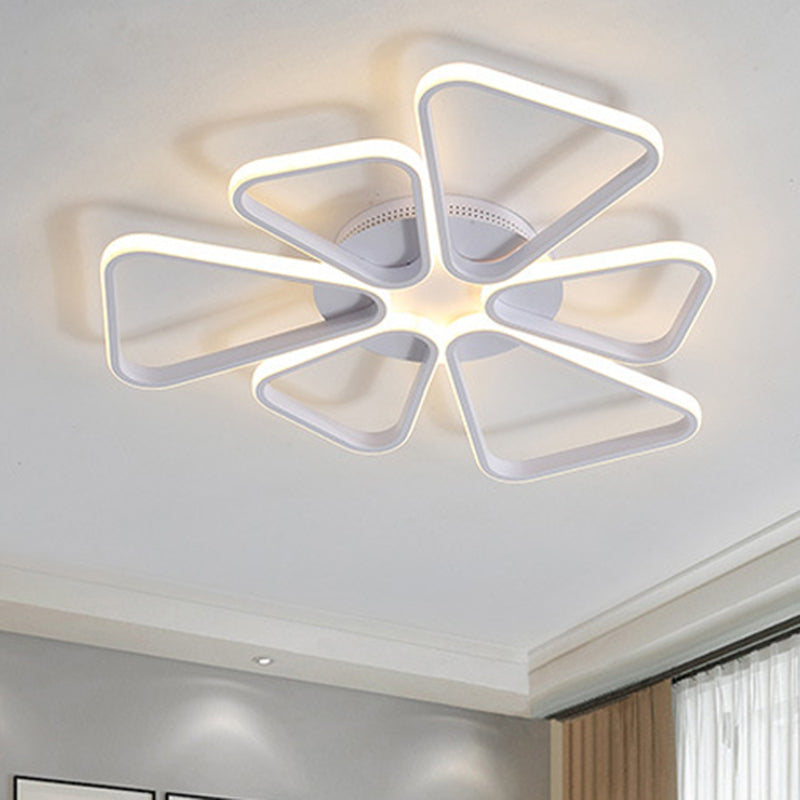 Floral Shape Acrylic Led Ceiling Light In Simple Brown/White For Child Room - Warm/White Lighting