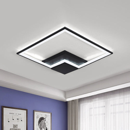 Torch Square Ceiling Lamp Simplicity - Black/White Led Acrylic Flush Mount Light