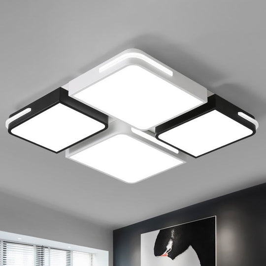 Contemporary Square/Rectangle Acrylic Flush Pendant Light - Led White Mount Lighting (21.5/37.5