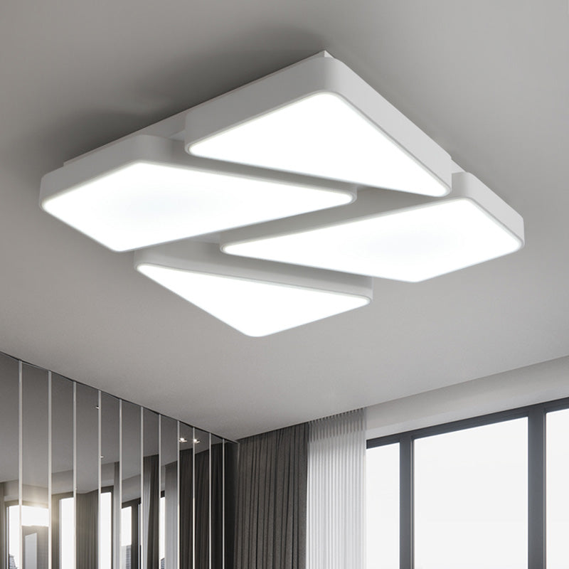 Modern Led Flush Mount Lighting: 25.5’/37.5’ W Acrylic Shade Black/White Square/Rectangular