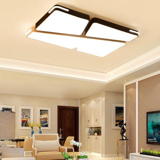 Modern White Flush Mounted Led Ceiling Light - Minimalistic Design 19.5’/23.5’ Width White/Warm