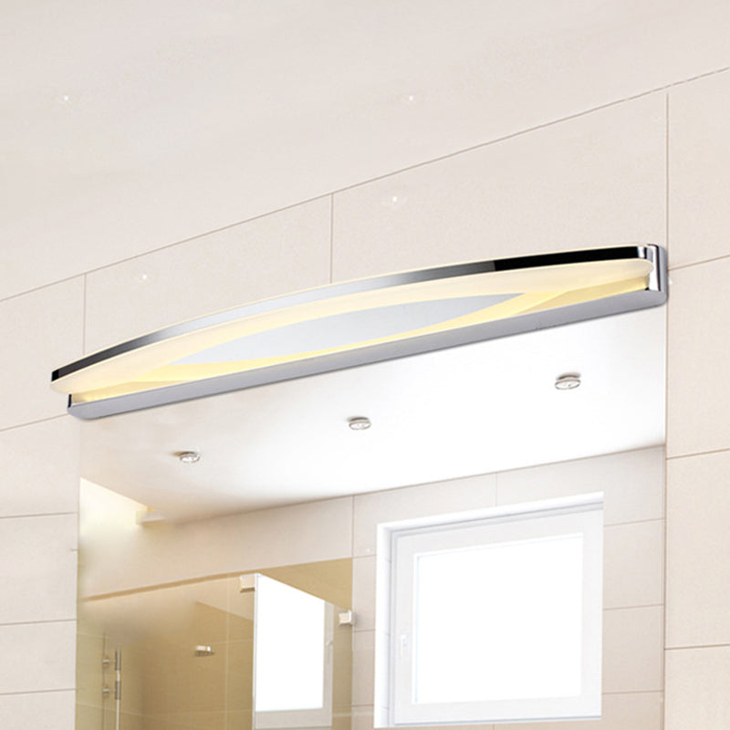 Sleek Modern Metal Vanity Lighting: Oval Shade Led Wall Light Sconce In Chrome 15/21 Dia Warm/White