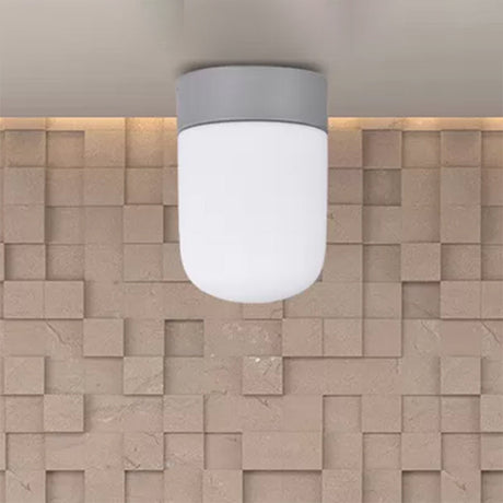 Modernist Metal & Frosted Glass Flush Mount Light - Pink/Gray Ceiling Lighting