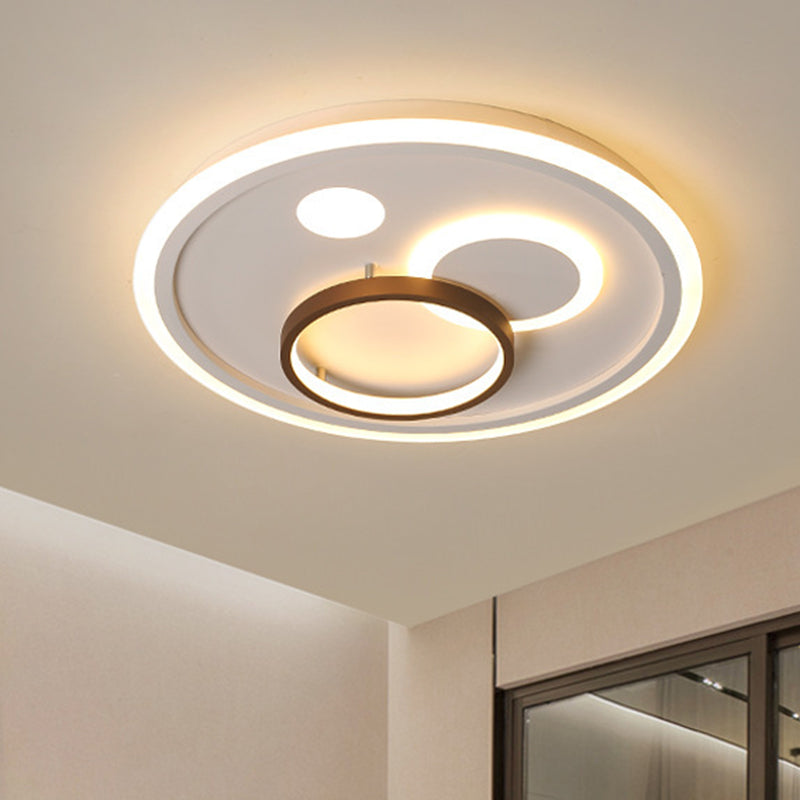 Nordic Style Round Ceiling Flush Lamp With Integrated Led White And Diffuser -
