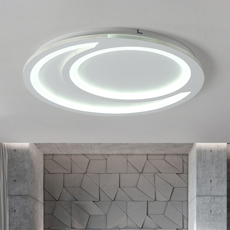 Modern White Ripple Flushmount Led Light Simple Metal Design 16’/19.5’/23.5’ Wide