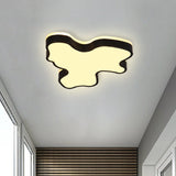 Abstract Flush Light - 16/19.5/23.5 Width Black/White Shade Led Contemporary Mount In Warm/White