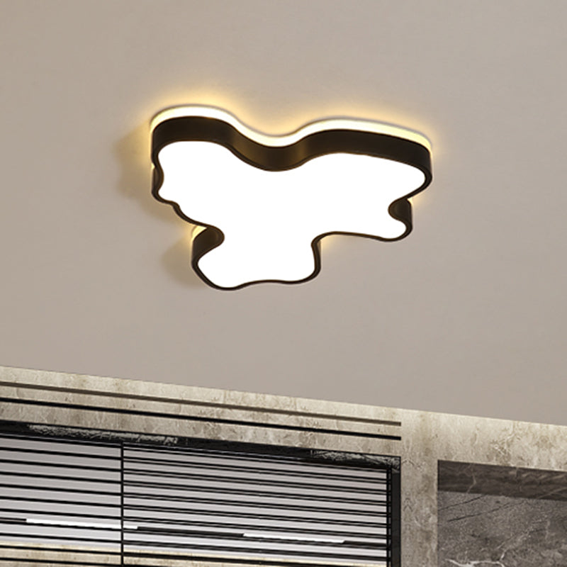 Abstract Flush Light - 16/19.5/23.5 Width Black/White Shade Led Contemporary Mount In Warm/White