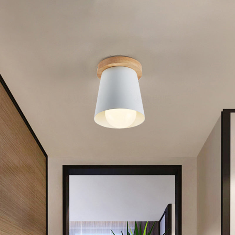 Contemporary Conical Ceiling Light Gray/White/Green - Metal Flush Mount For Bedroom