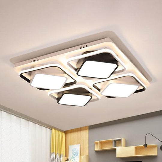 Modern Black & White Cube Led Flushmount Ceiling Light In 27.5’/41’ Sizes