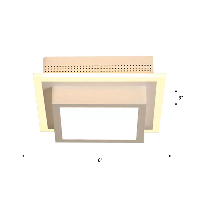 Modern Led Flush Ceiling Lamp In Black/White - Round Square Or Triangle Acrylic Design For Corridor