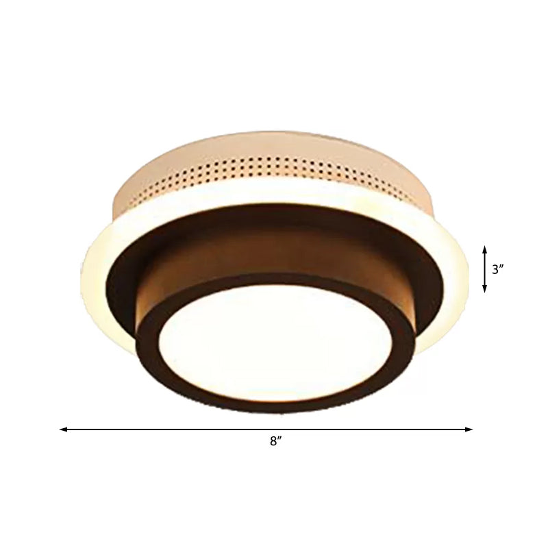 Modern Led Flush Ceiling Lamp In Black/White - Round Square Or Triangle Acrylic Design For Corridor