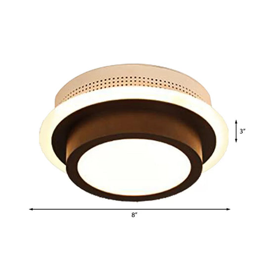 Modern Led Flush Ceiling Lamp In Black/White - Round Square Or Triangle Acrylic Design For Corridor