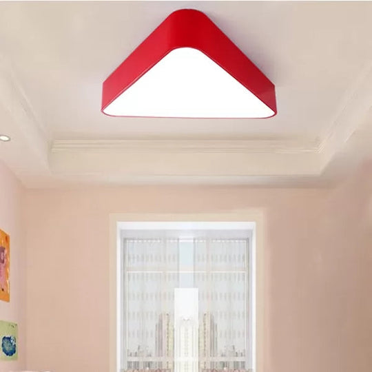 Modern Triangle Led Ceiling Light - Slim Flush Mount Design Red / Warm 22’
