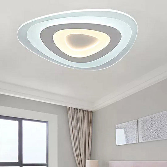 Modern White Acrylic Led Ceiling Mount Light - Triangle Design For Dining Room / 16.5’
