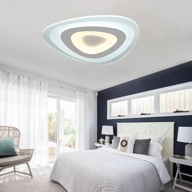 Modern White Acrylic Led Ceiling Mount Light - Triangle Design For Dining Room