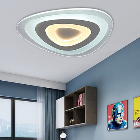 Modern White Acrylic Led Ceiling Mount Light - Triangle Design For Dining Room