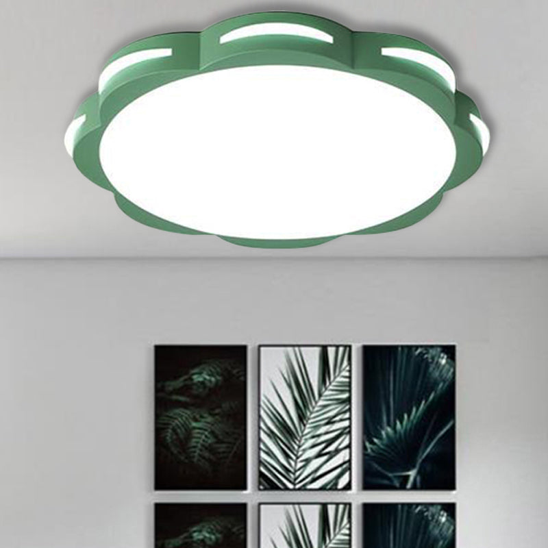 Flush Mount Macaron Led Ceiling Light With Acrylic Floral Shade - Ideal For Girls’ Bedroom
