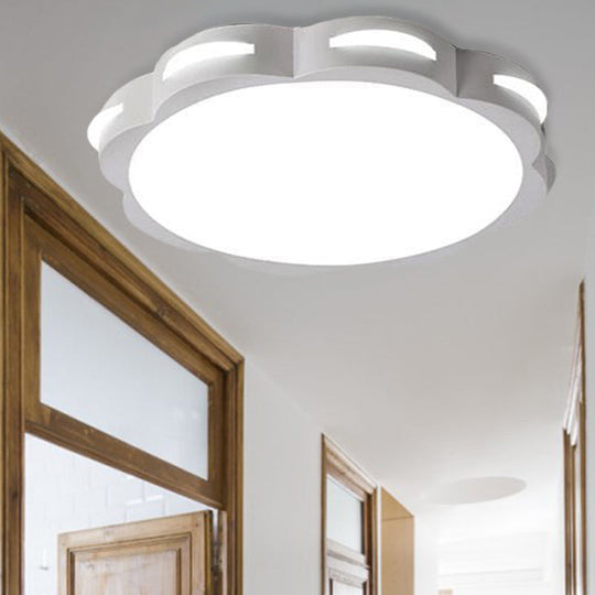Flush Mount Macaron Led Ceiling Light With Acrylic Floral Shade - Ideal For Girls’ Bedroom