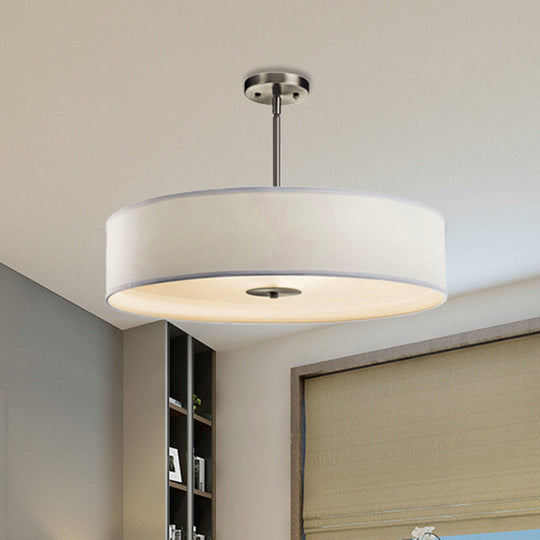 Modern White Led Drum Pendant Light Fixture - 16/19.5/23.5 Dia