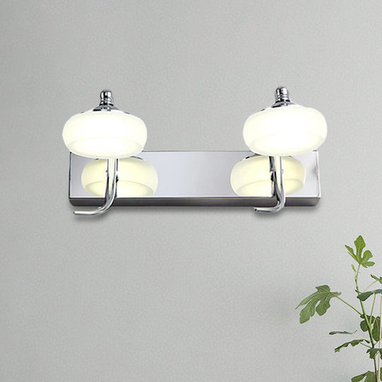 Modernist Style Silver Wall Lamp With Round Frosted Acrylic Shade 2/3 Heads Warm/White Lighting -