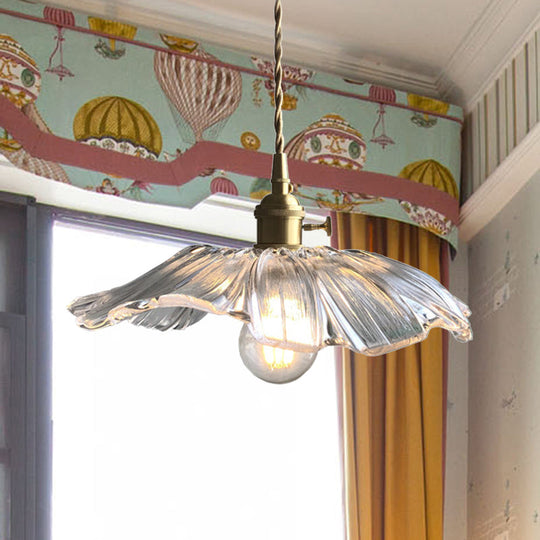 Lotus Leaf Pendant Light: Modern Style Transparent Glass Ideal For Balcony