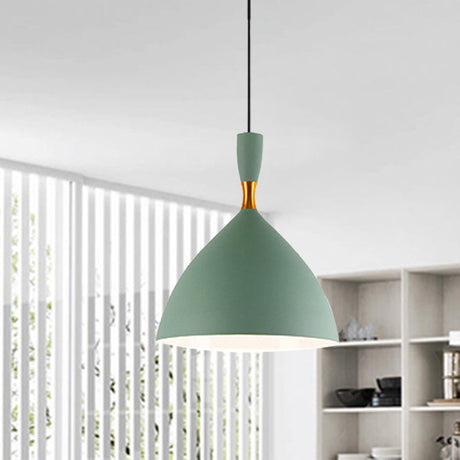 Macaron Loft One-Head Suspended Light For Restaurant Cloth Shop With Funnel Pendant In Aluminum