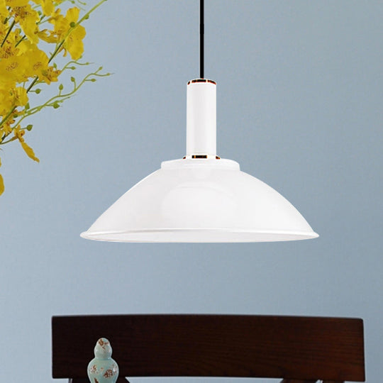 Contemporary Aluminum Hanging Light - Wide Bowl Pendant (11’/14’) Ideal For Gallery Or Factory