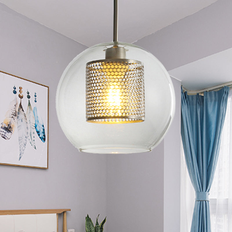 Modern Orb Pendant Light With Mesh Screen - Ideal For Hallways Chrome / 8