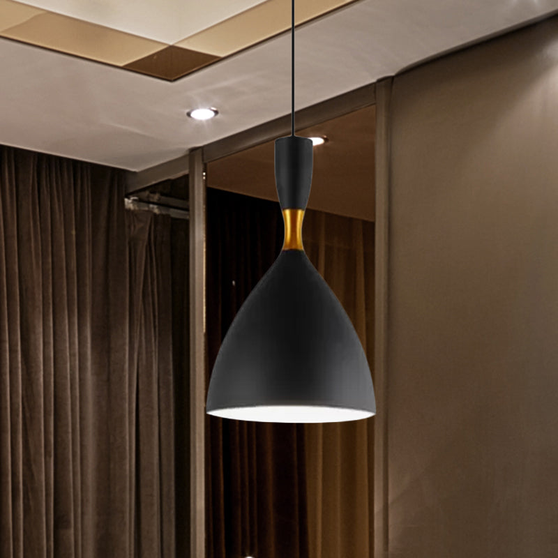 Contemporary 6.5/10 Inch Aluminum Funnel-Shaped Suspension Light For Study Room Or Cafe - Wide