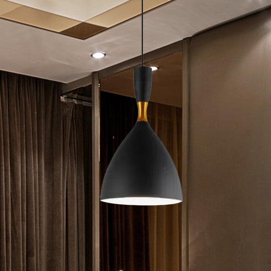 Contemporary 6.5/10 Inch Aluminum Funnel-Shaped Suspension Light For Study Room Or Cafe - Wide
