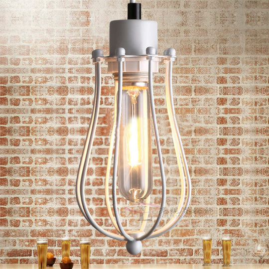 Industrial Metal Pendant Light With Teardrop Shade - Brass/White/Black