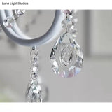 5-Light Baby Crystal Chandelier With Flared Fabric Shade 23.5 H X 22.5 Dia.