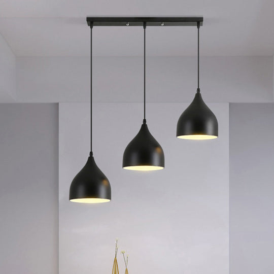 Modern Metallic Onion Cluster Pendant Lamp With 3 Black Down-Lights