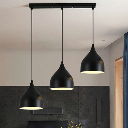 Modern Metallic Onion Cluster Pendant Lamp With 3 Black Down-Lights